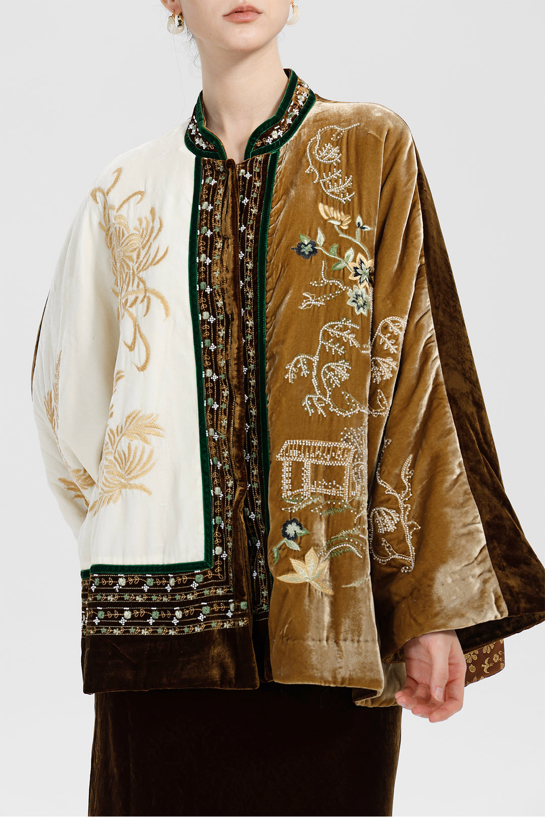 Margaux Couture Hand-Embroidered Velvet Coat