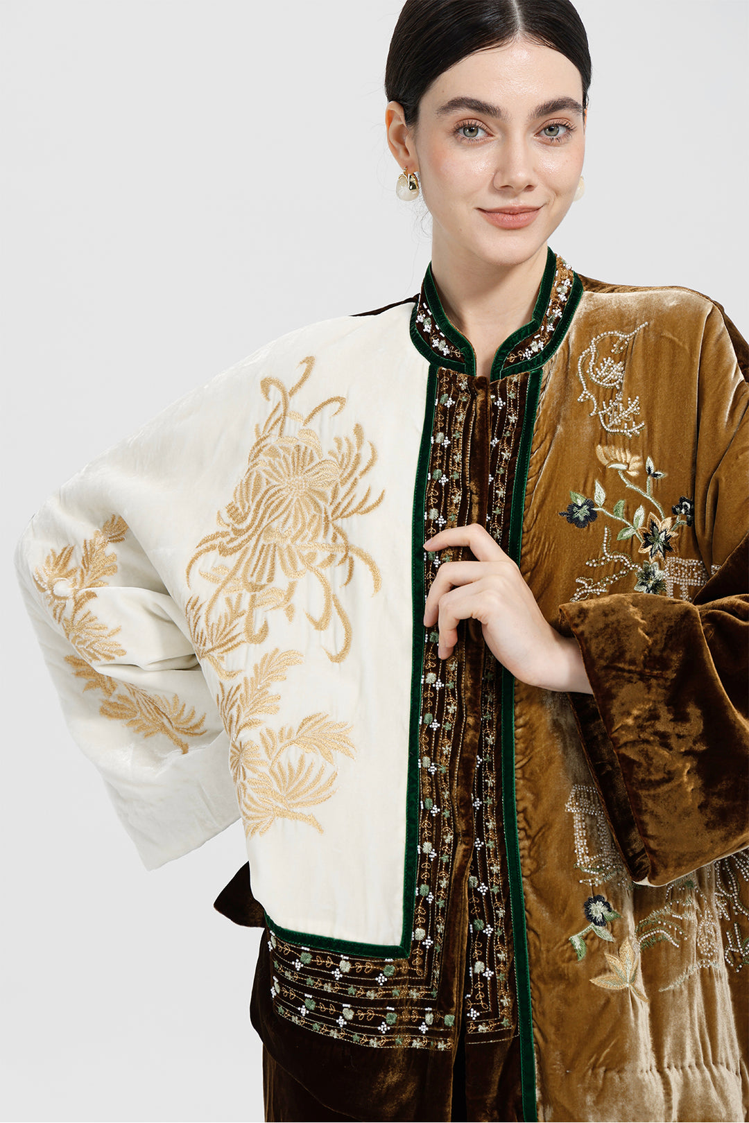 Margaux Couture Hand-Embroidered Velvet Coat