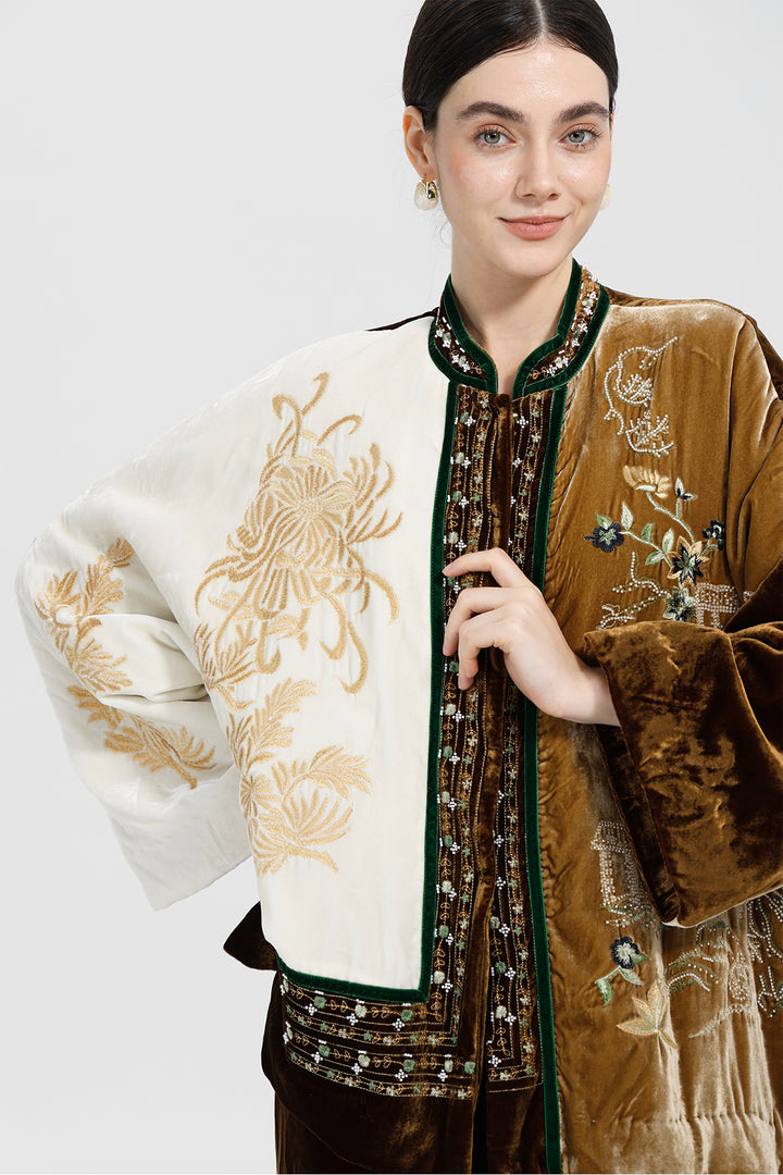 Margaux Couture Hand-Embroidered Velvet Coat