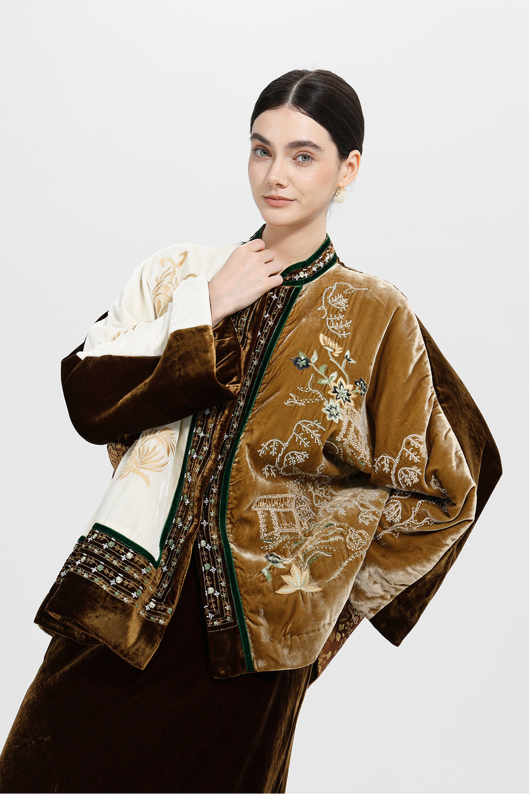 Margaux Couture Hand-Embroidered Velvet Coat