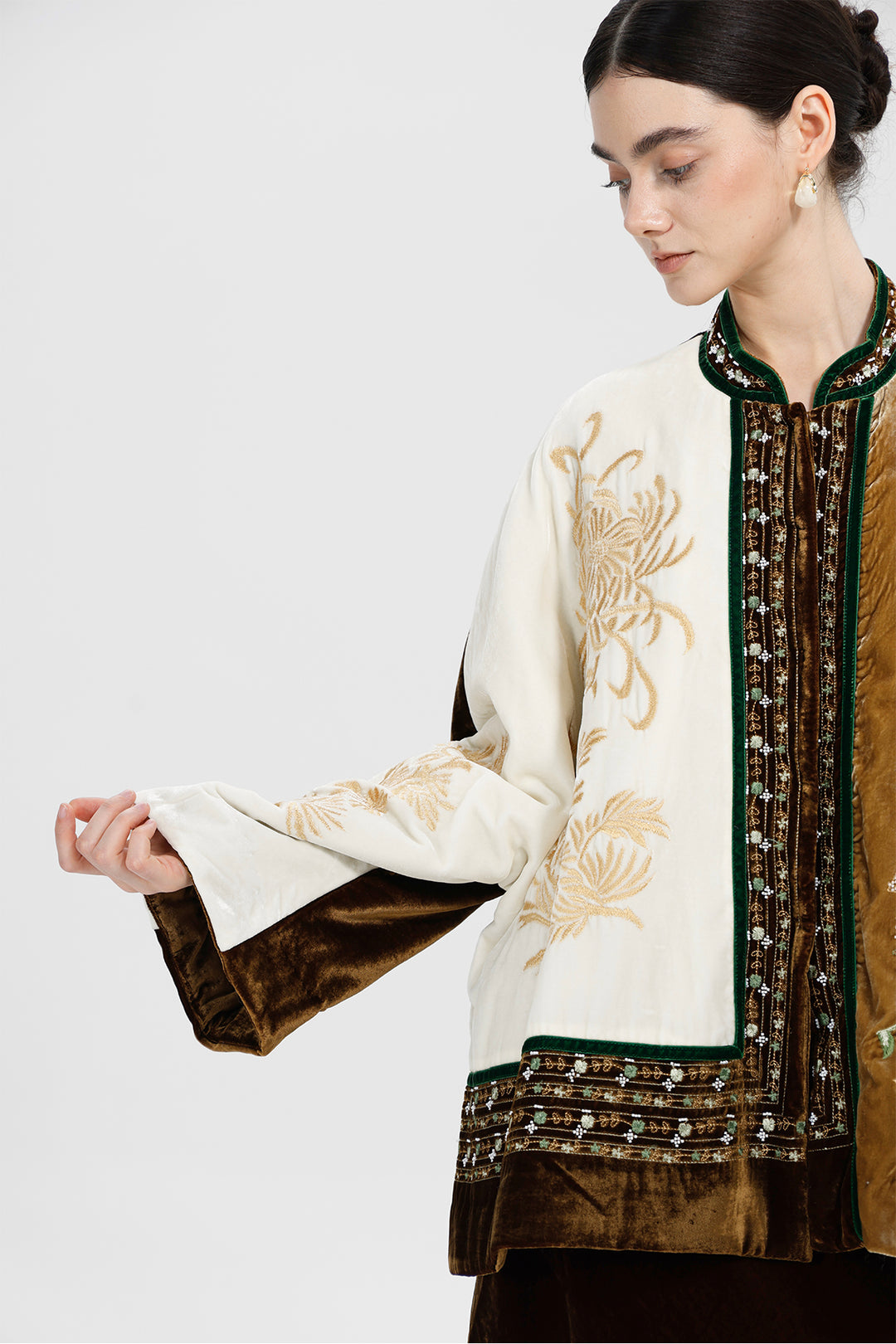 Margaux Couture Hand-Embroidered Velvet Coat