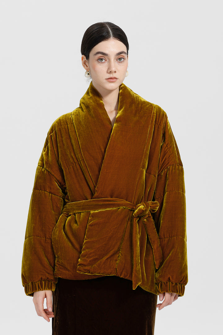 Beatrice Wrap Velvet Coat