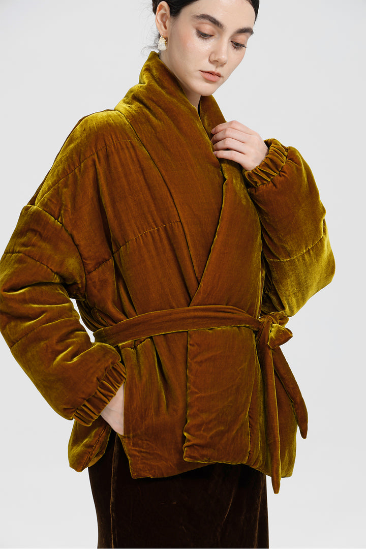 Beatrice Wrap Velvet Coat
