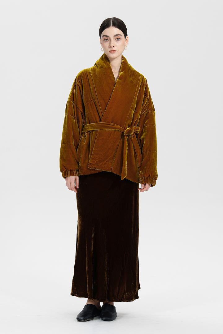 Beatrice Wrap Velvet Coat