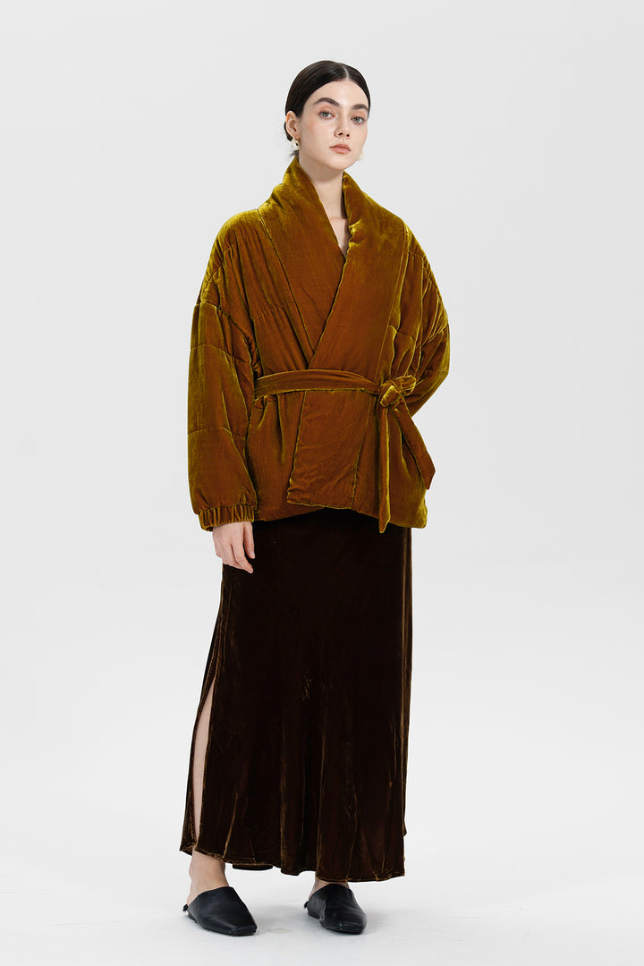 Beatrice Wrap Velvet Coat