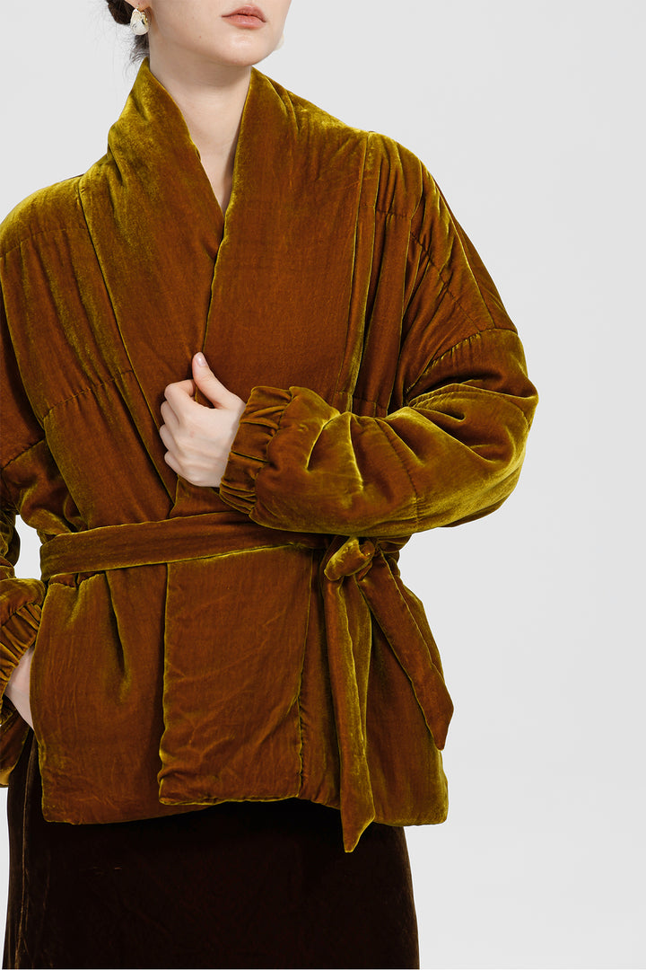 Beatrice Wrap Velvet Coat