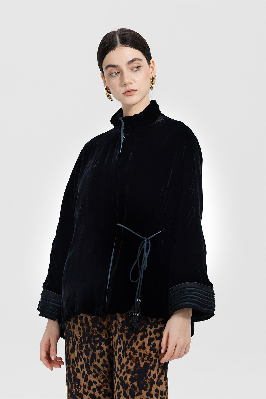 Noelle Black Velvet Tie Jacket