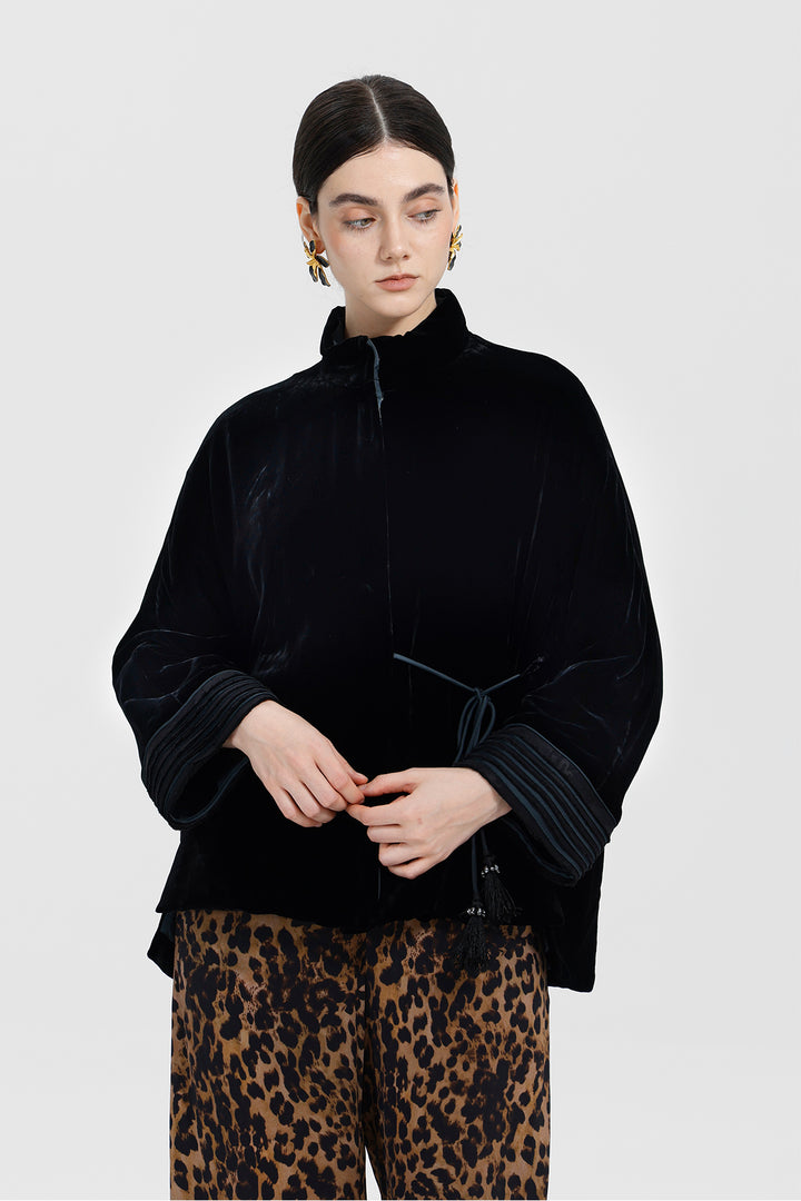 Noelle Black Velvet Tie Jacket