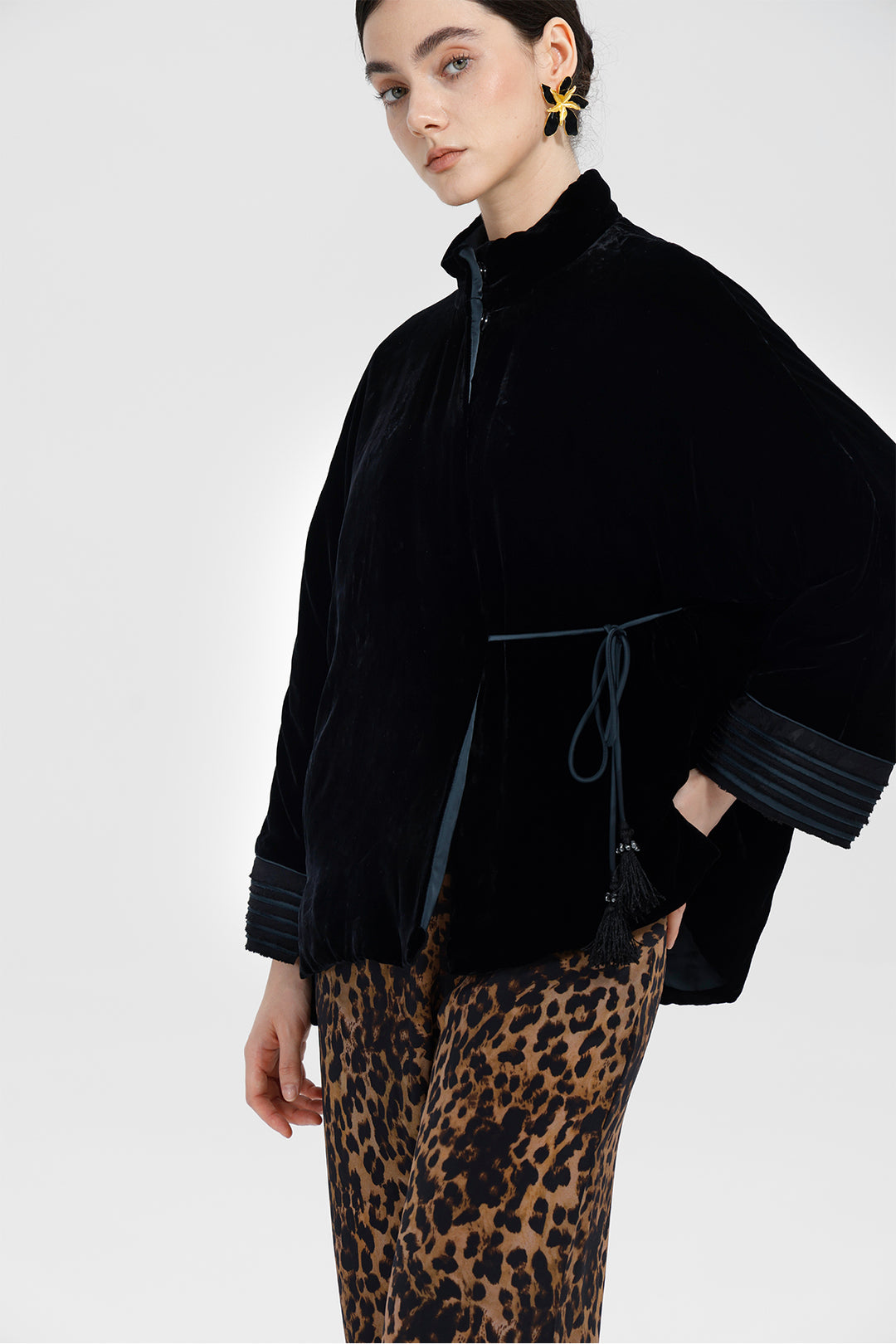 Noelle Black Velvet Tie Jacket