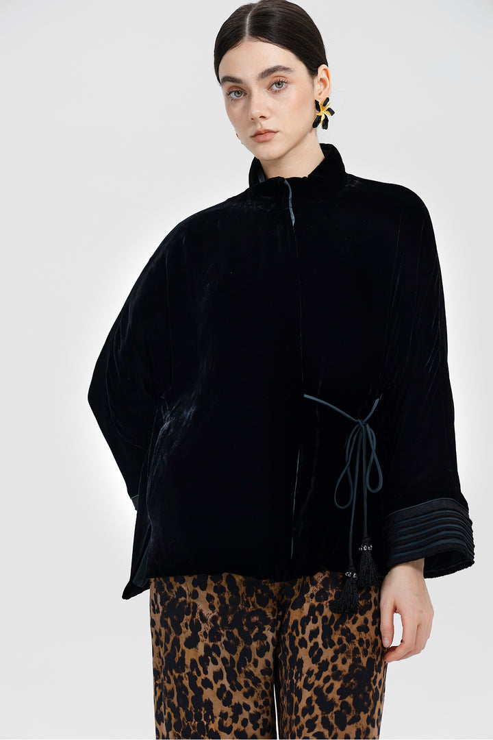 Noelle Black Velvet Tie Jacket