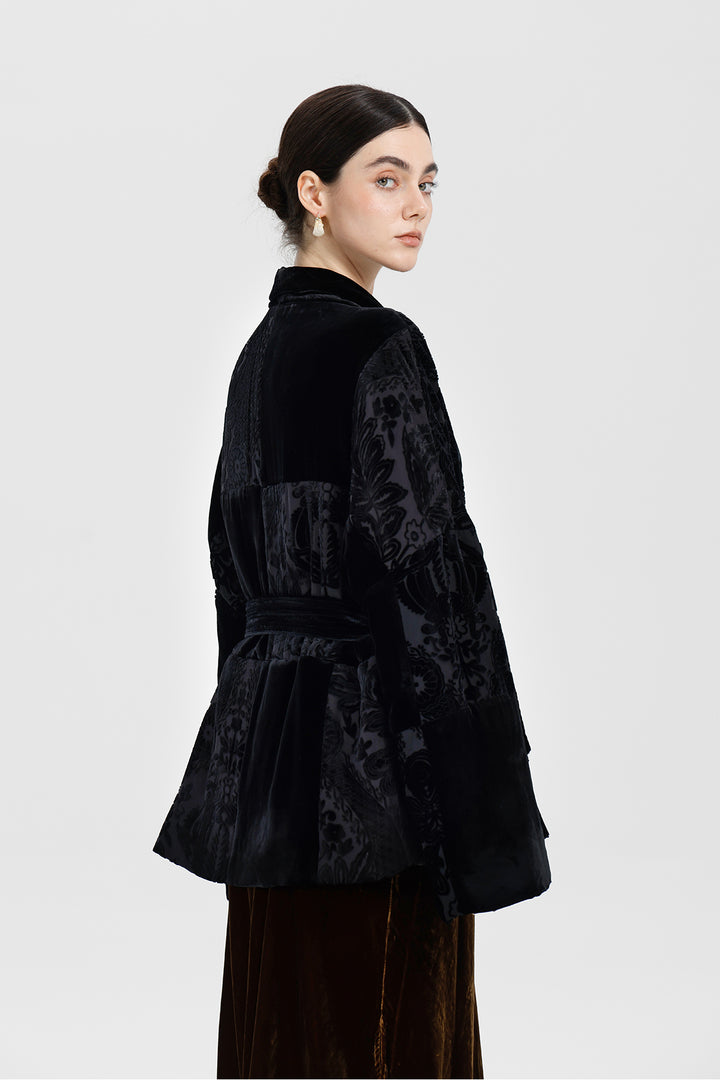 Aurelia Patchwork Burnout Velvet Jacket