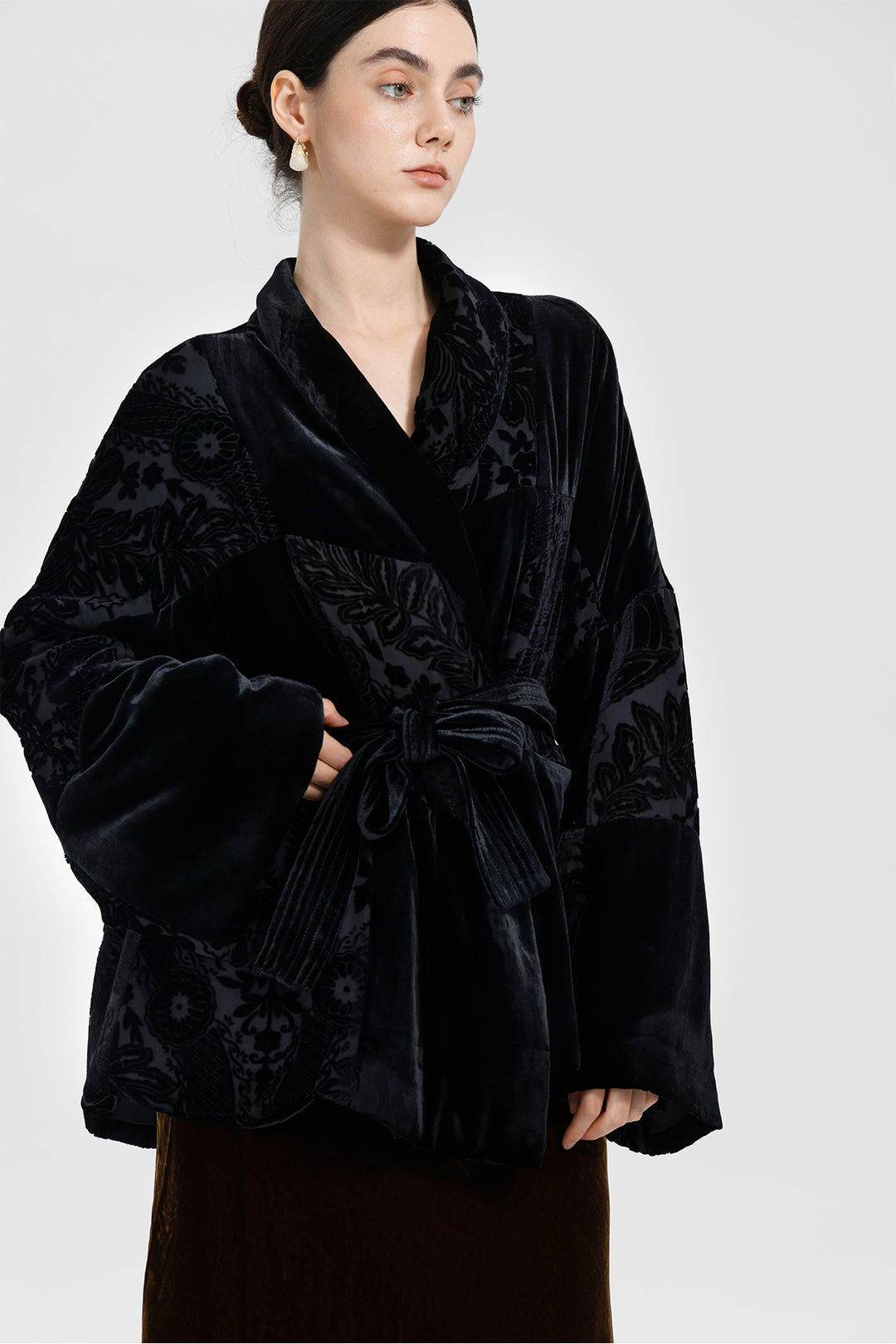 Aurelia Patchwork Burnout Velvet Jacket