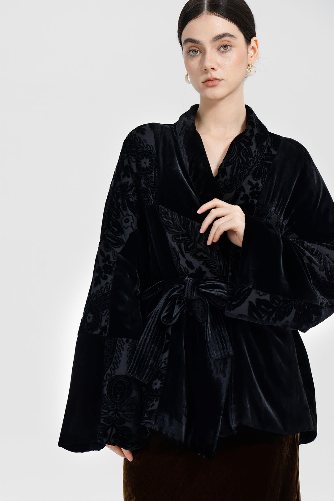 Aurelia Patchwork Burnout Velvet Jacket