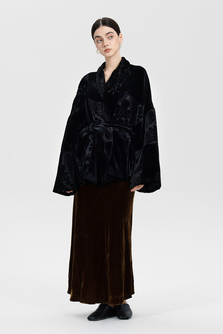 Aurelia Patchwork Burnout Velvet Jacket