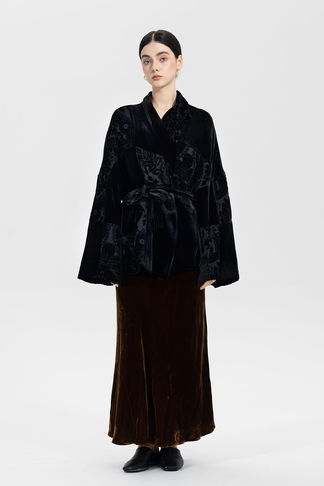 Aurelia Patchwork Burnout Velvet Jacket