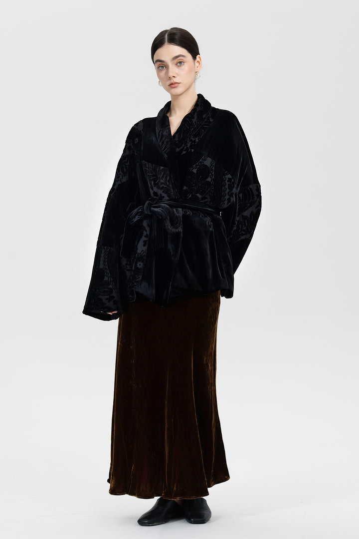 Aurelia Patchwork Burnout Velvet Jacket