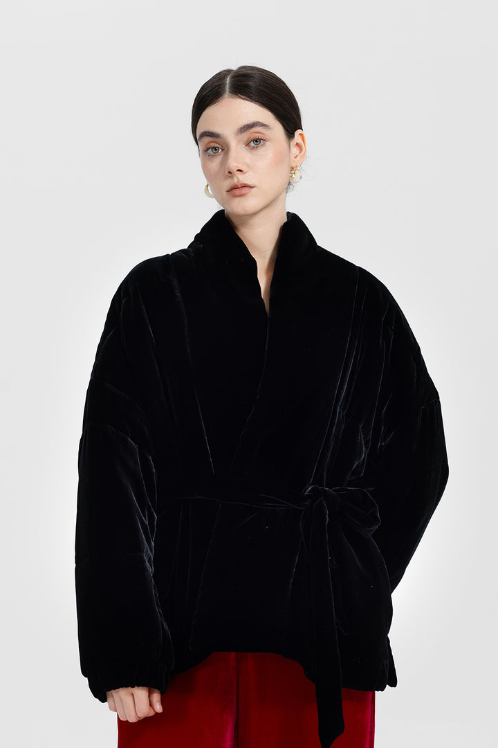 Beatrice Wrap Velvet Coat