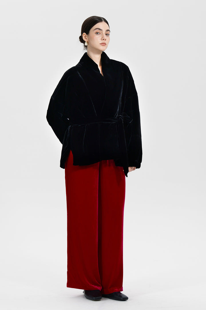Beatrice Wrap Velvet Coat