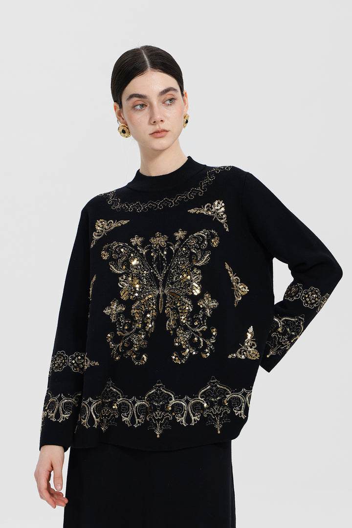 Monique Sequin Top Skirt Wool Set