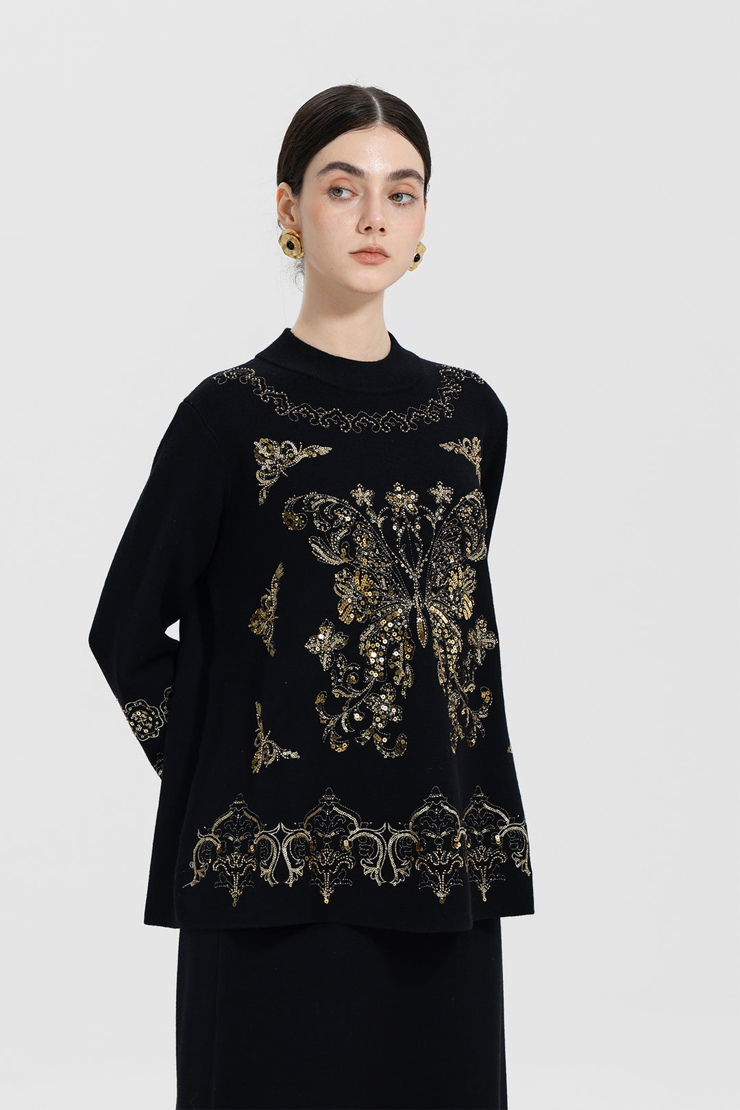 Monique Sequin Top Skirt Wool Set