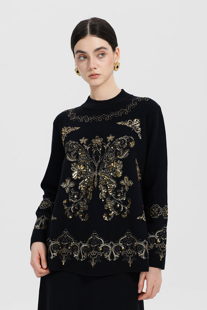 Monique Sequin Top Skirt Wool Set