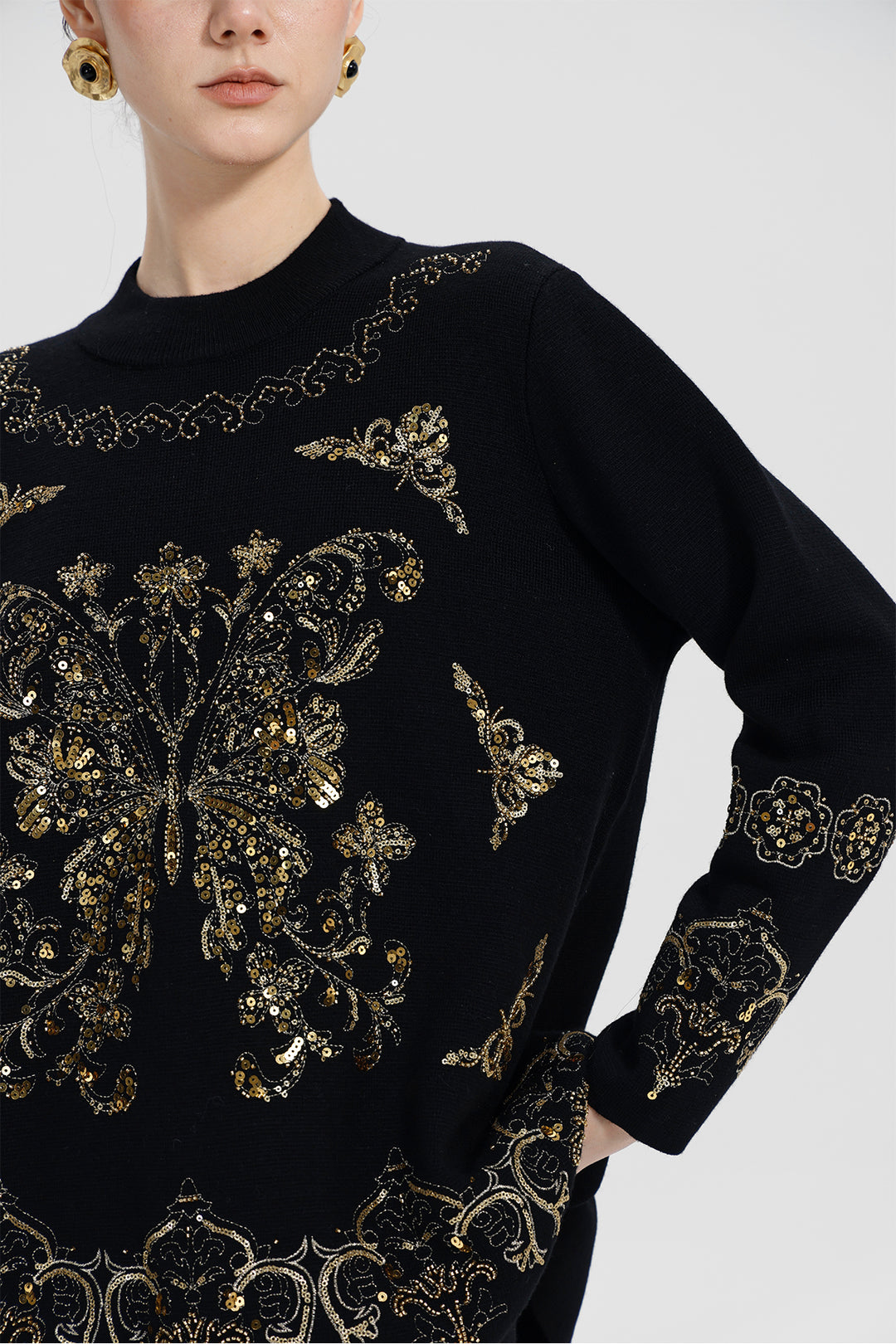 Monique Sequin Top Skirt Wool Set