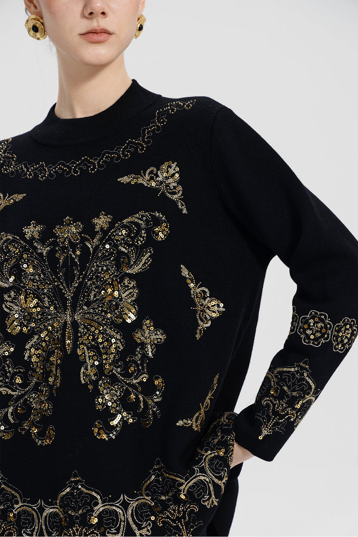 Monique Sequin Top Skirt Wool Set