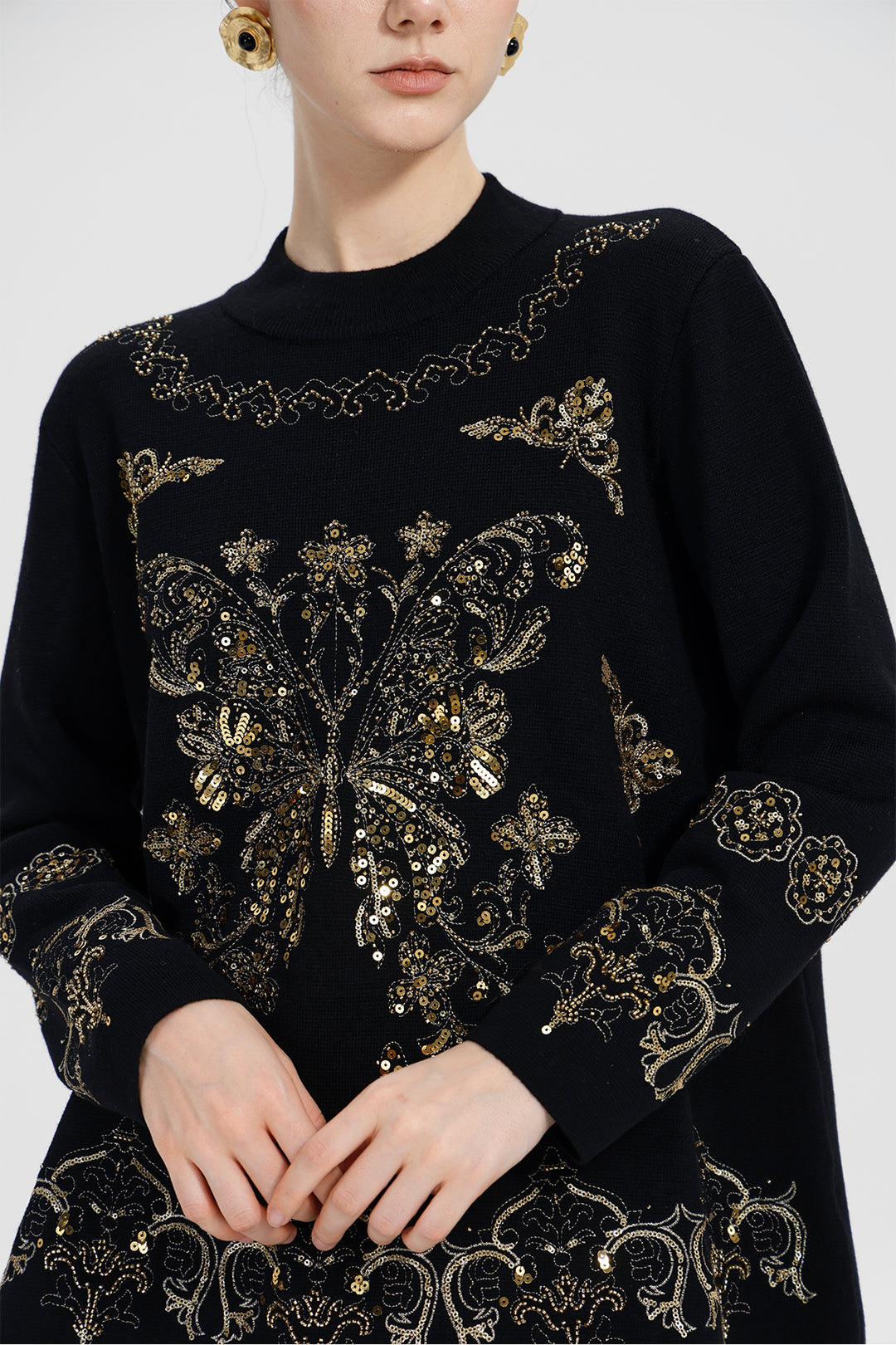 Monique Sequin Top Skirt Wool Set