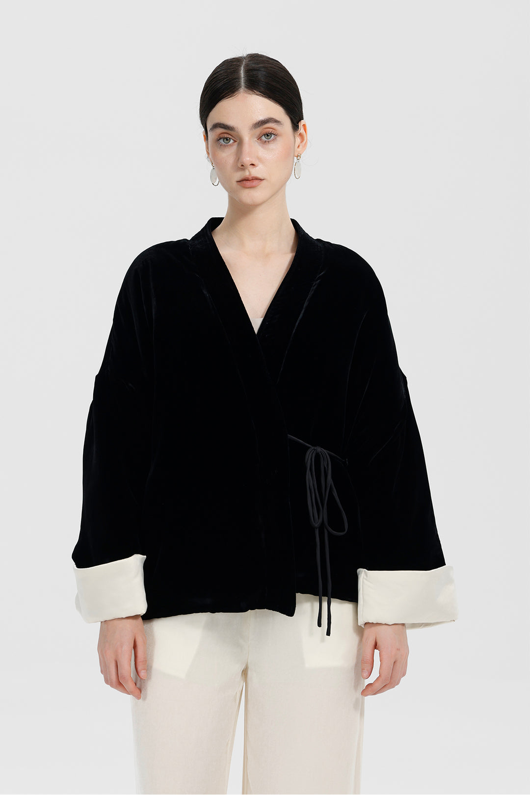 Mara Black Velvet Wrap Jacket