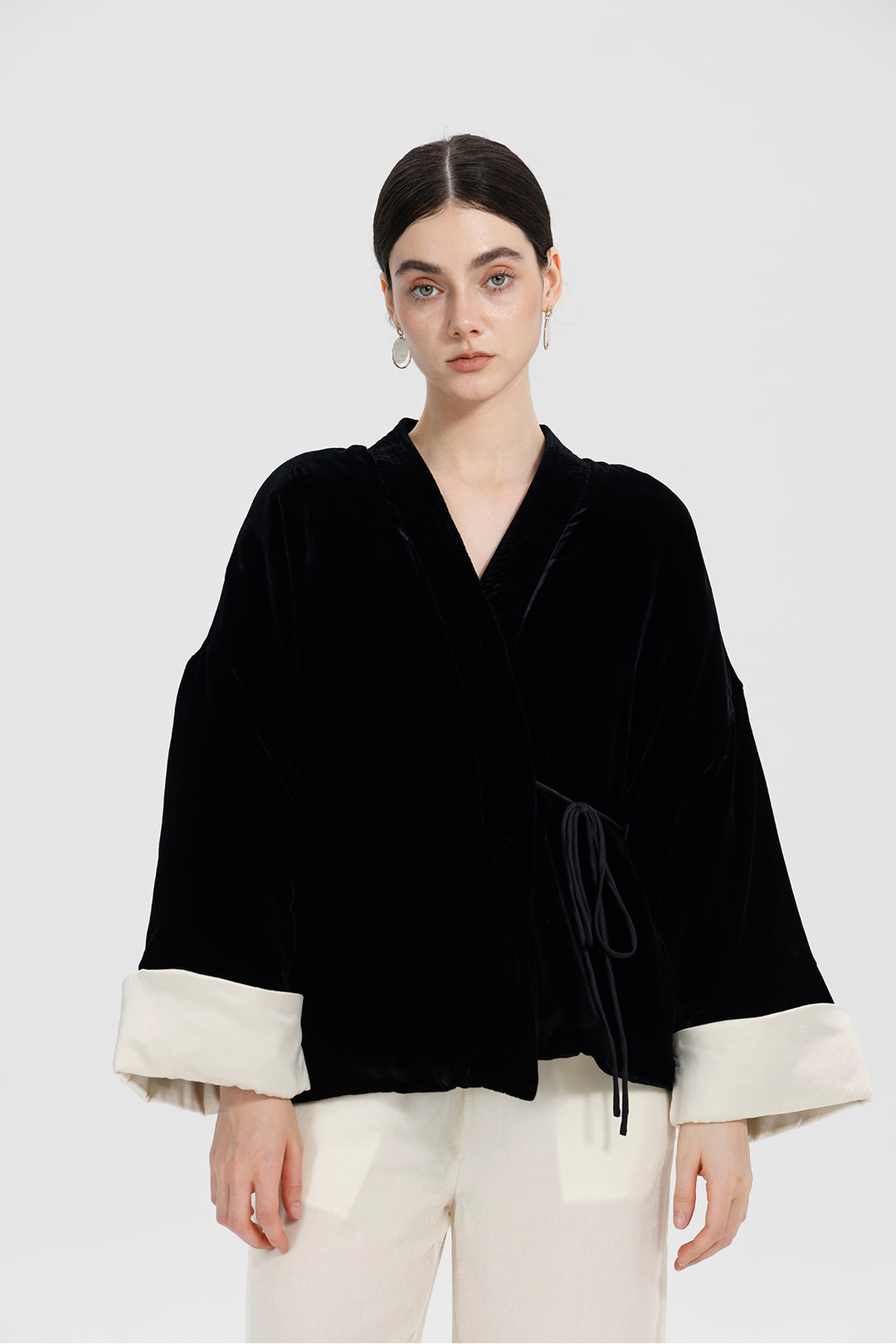 Mara Black Velvet Wrap Jacket