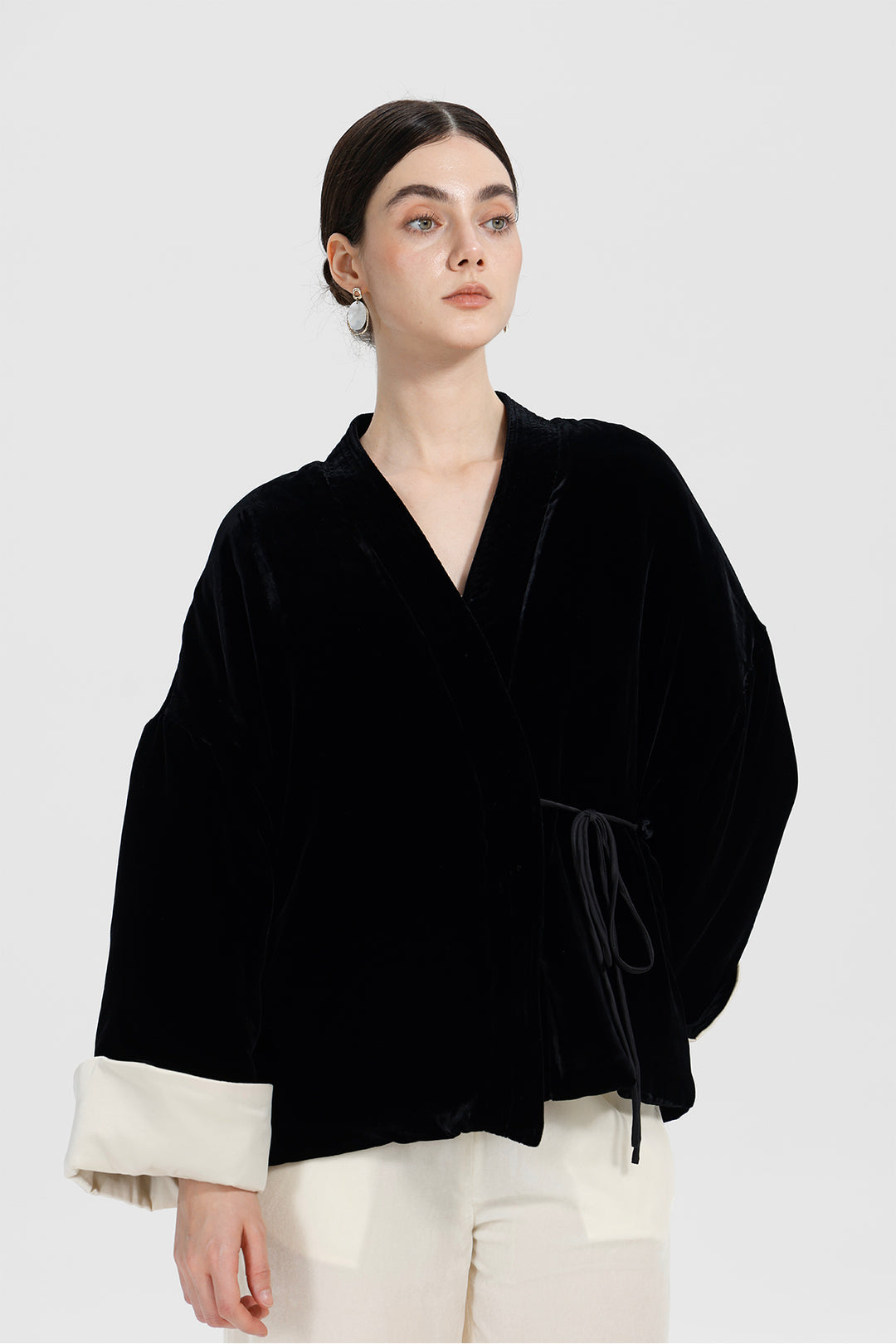 Mara Black Velvet Wrap Jacket