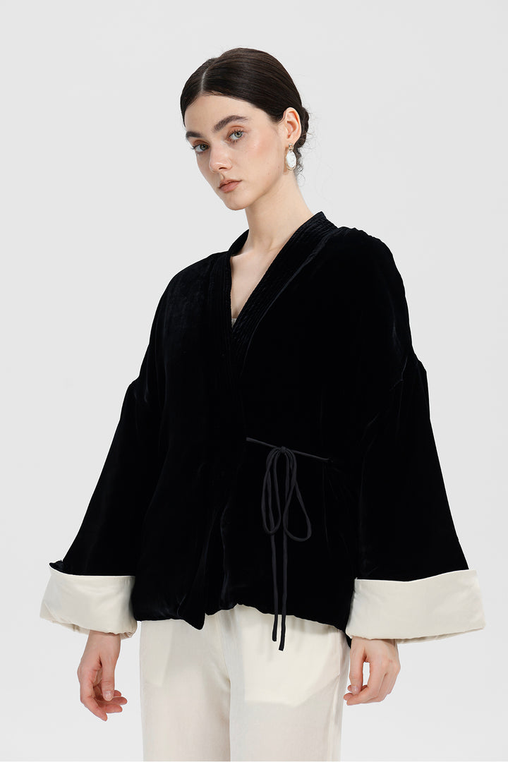 Mara Black Velvet Wrap Jacket