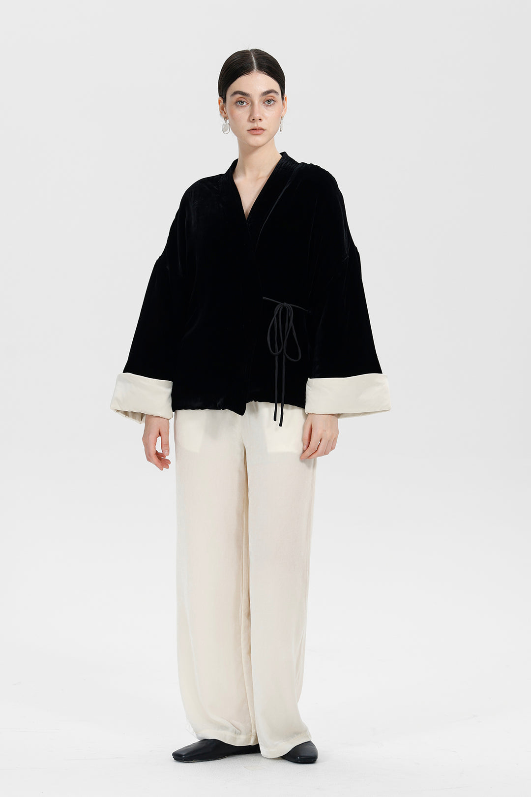 Mara Black Velvet Wrap Jacket