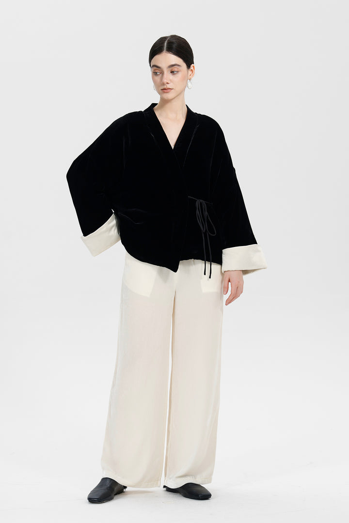 Mara Black Velvet Wrap Jacket