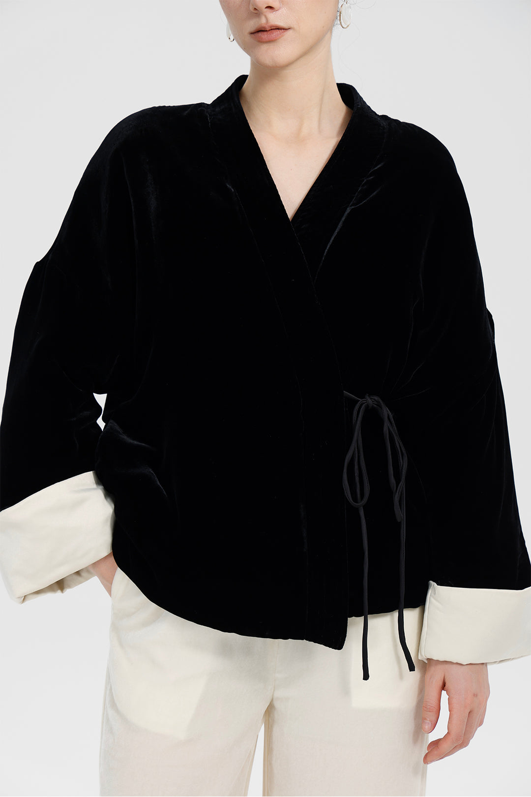 Mara Black Velvet Wrap Jacket