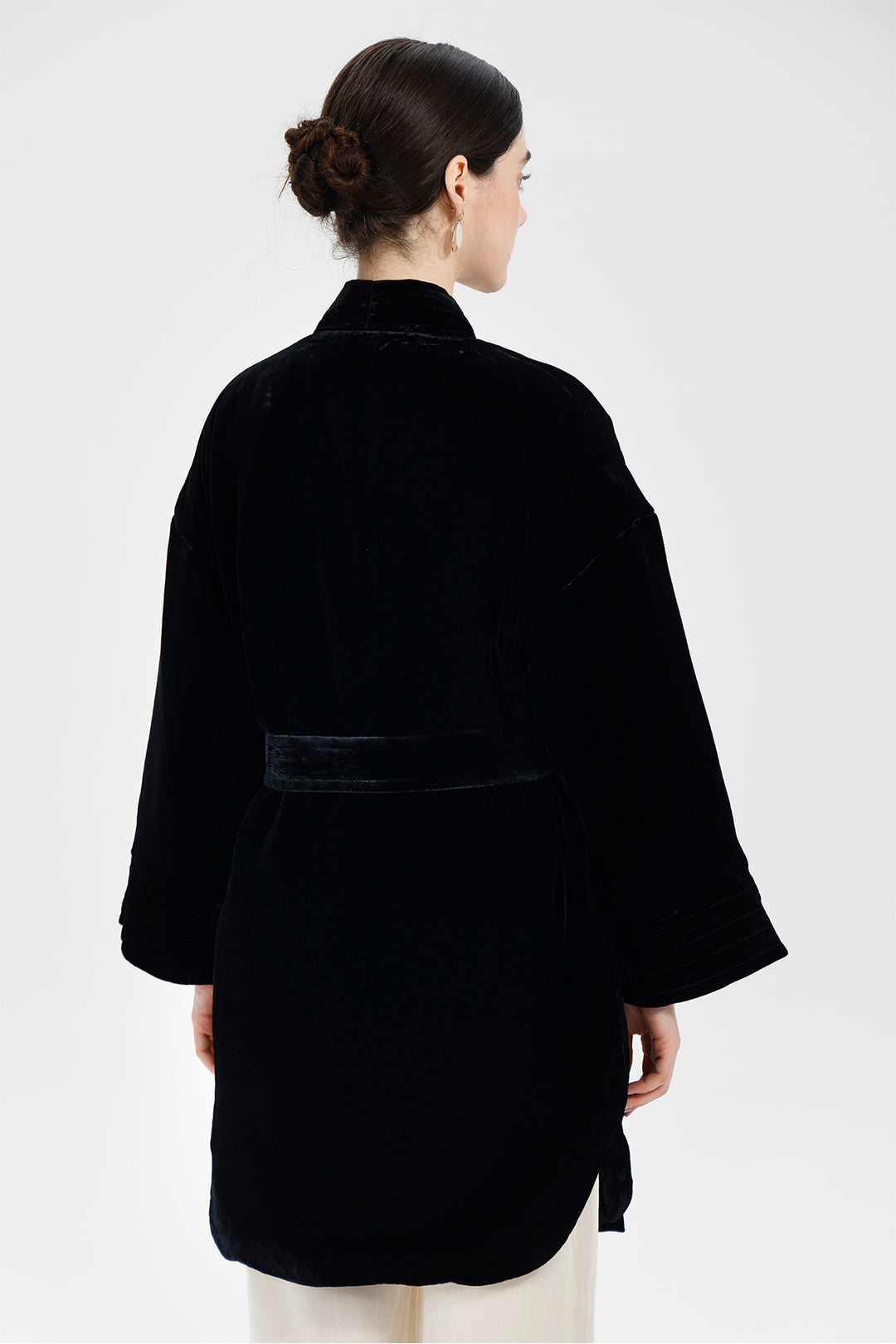Amara Relaxed Velvet Kimono Wrap Coat