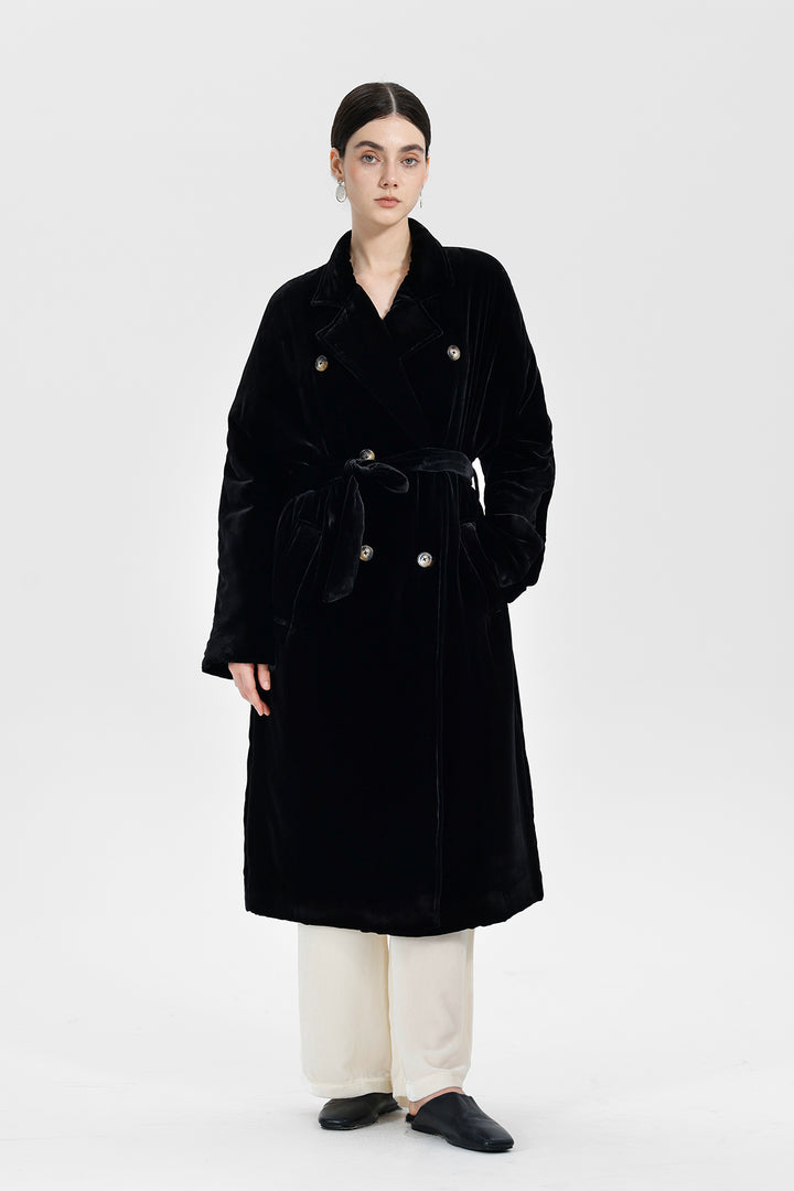 Evelyn Double-Breasted Velvet Coat