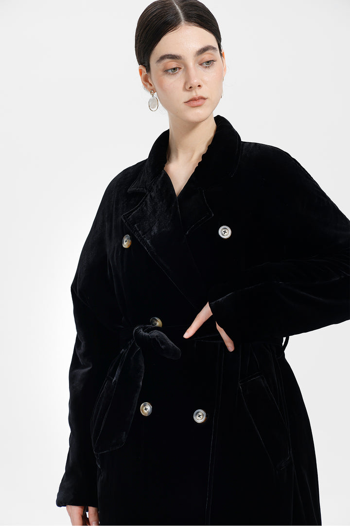 Evelyn Double-Breasted Velvet Coat