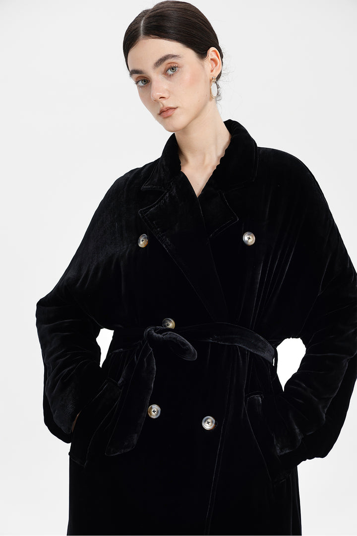 Evelyn Double-Breasted Velvet Coat