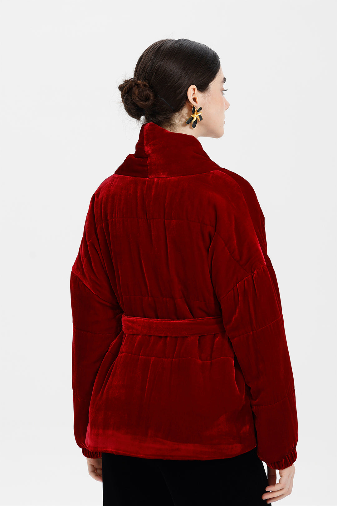 Crimson Flame Elise Belted Velvet Jacket