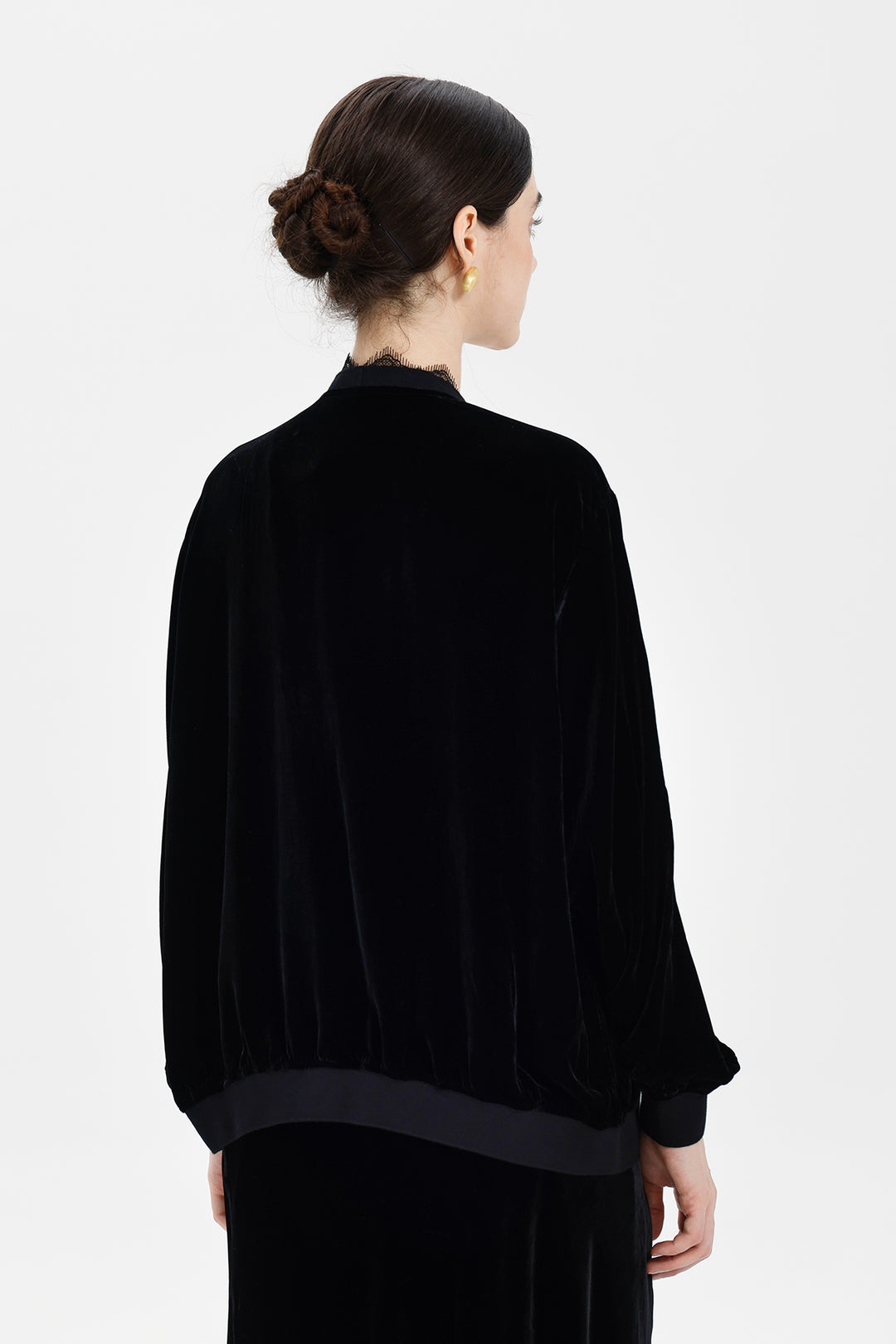 Elina Lace-Trim Velvet Jacket