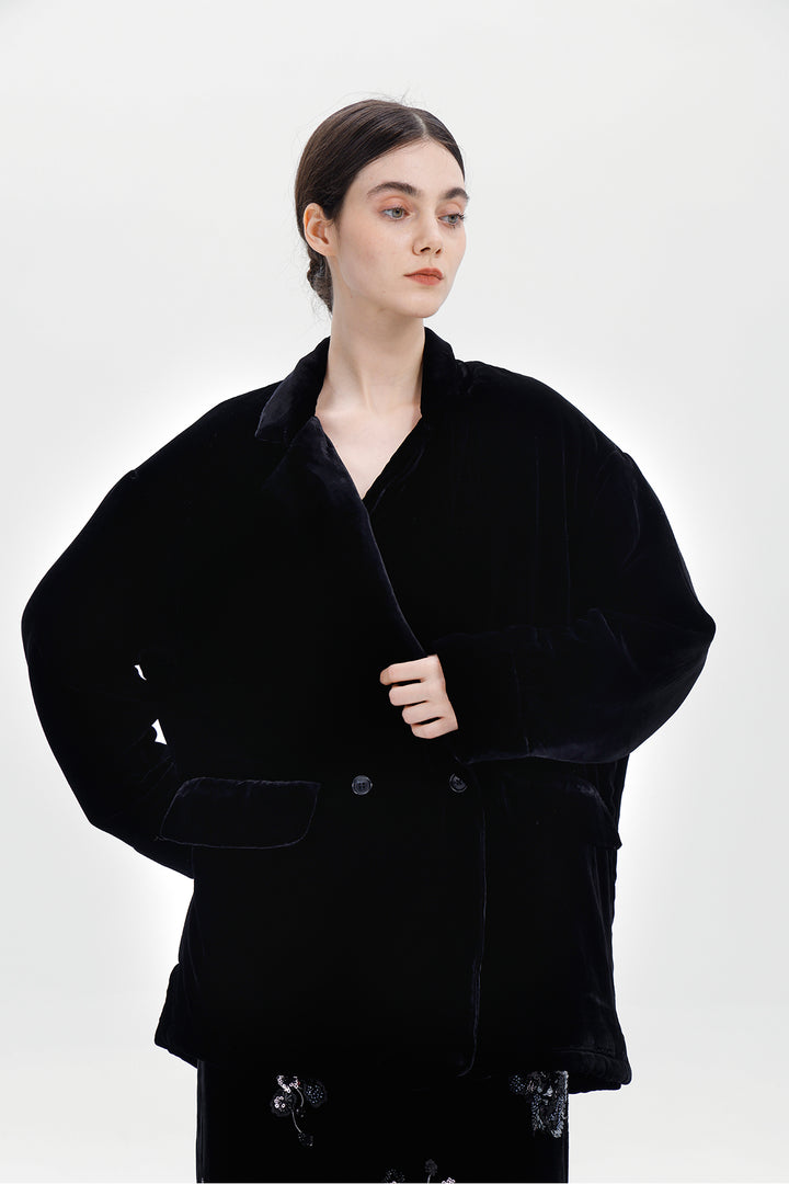 Nyx Fleece Lined Velvet Coat