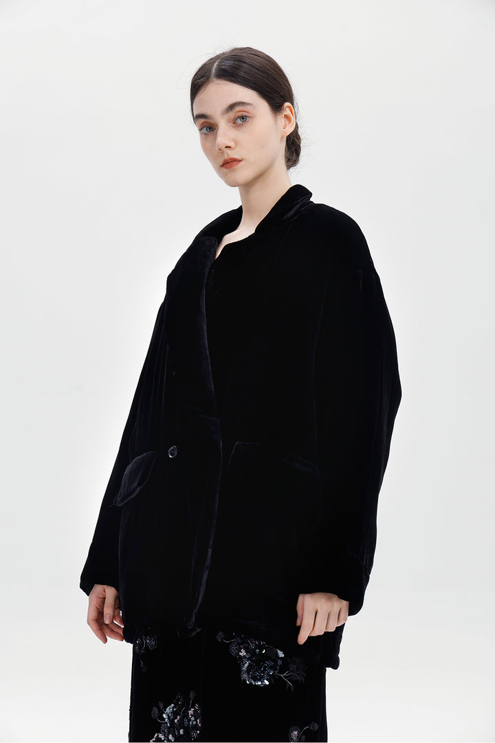 Nyx Fleece Lined Velvet Coat