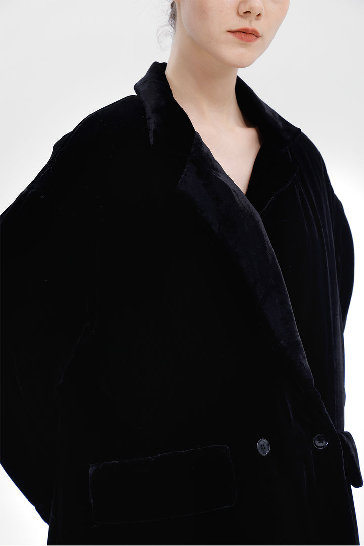 Nyx Fleece Lined Velvet Coat