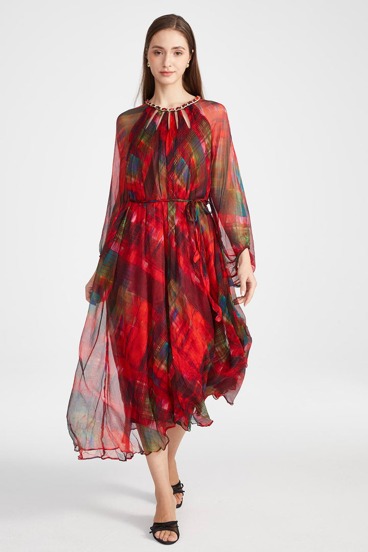 Sierra Hollow Out Silk Dress