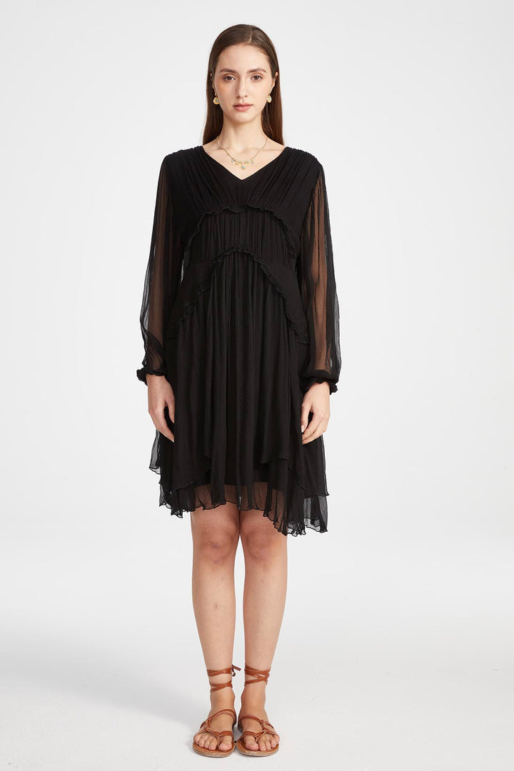 Kirat Mini Silk Dress in Black