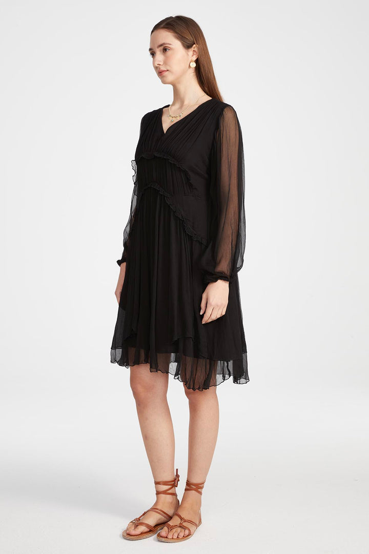 Kirat Mini Silk Dress in Black