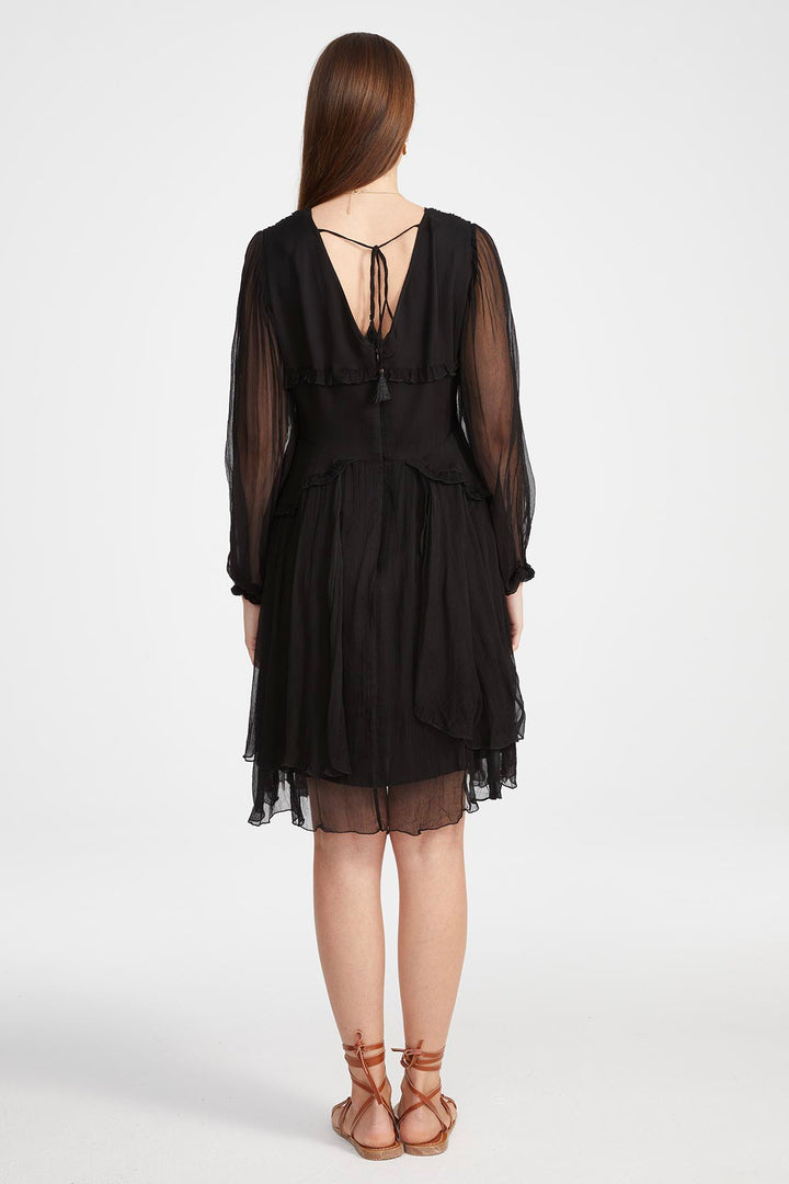 Kirat Mini Silk Dress in Black