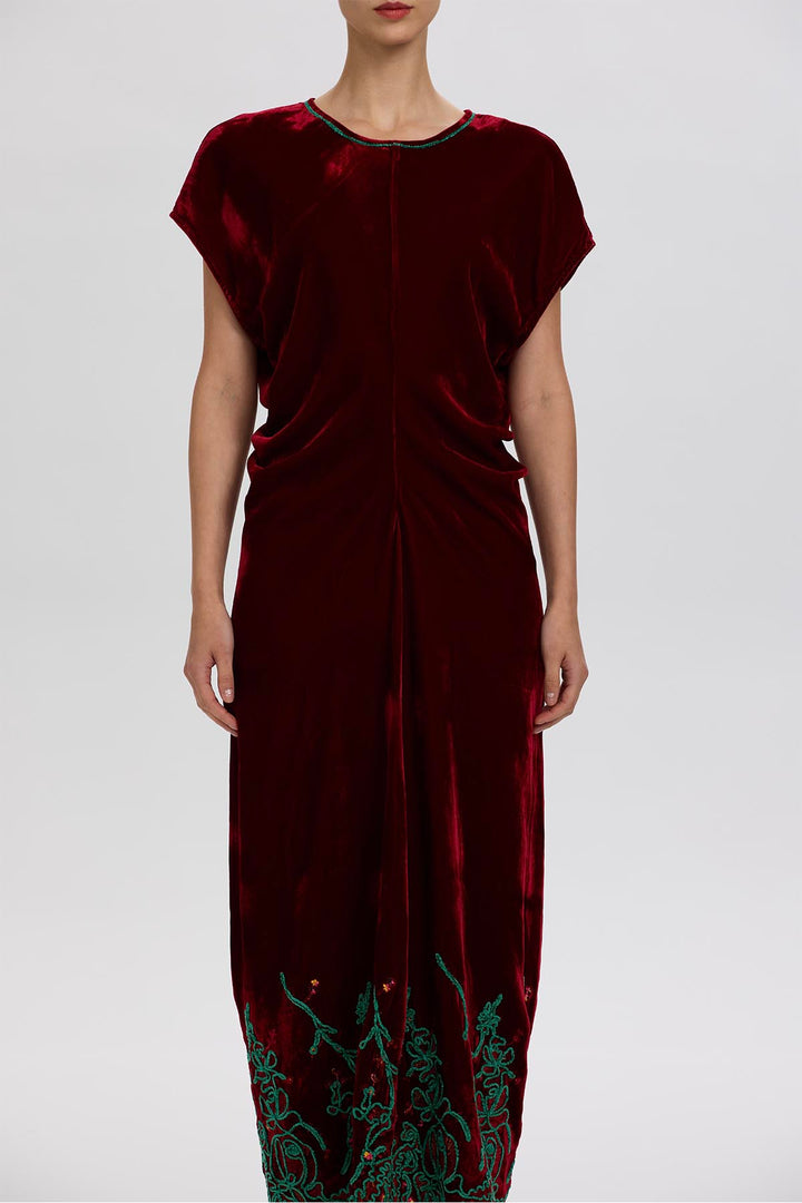 Leyva Embroidery Velvet Dress