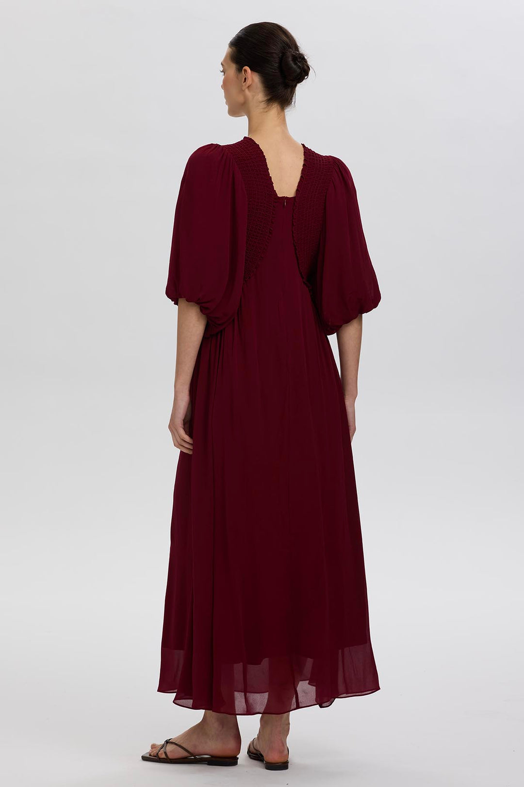Vivienne Pleated Detail Puff Sleeve Dress